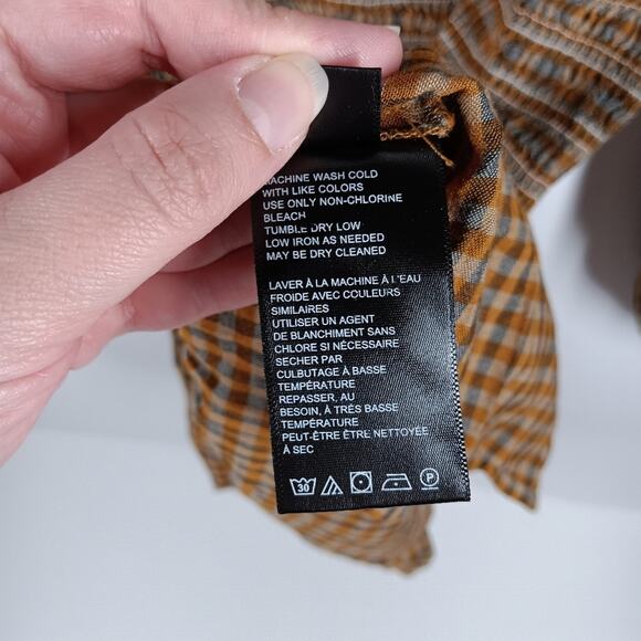 Urban Outfitters Francis Plaid Smocked Long Sleeve Mini Dress size Medium - Picture 5 of 6